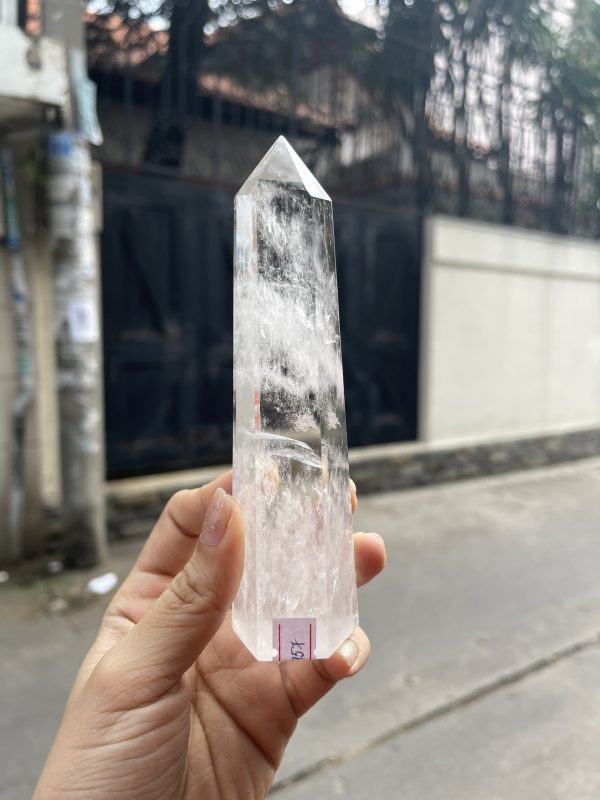 Trụ Thạch Anh Trắng trong – Clear Quartz Point, KT: 14×3.8 CM, KL: 0.215 KG (TTT157)