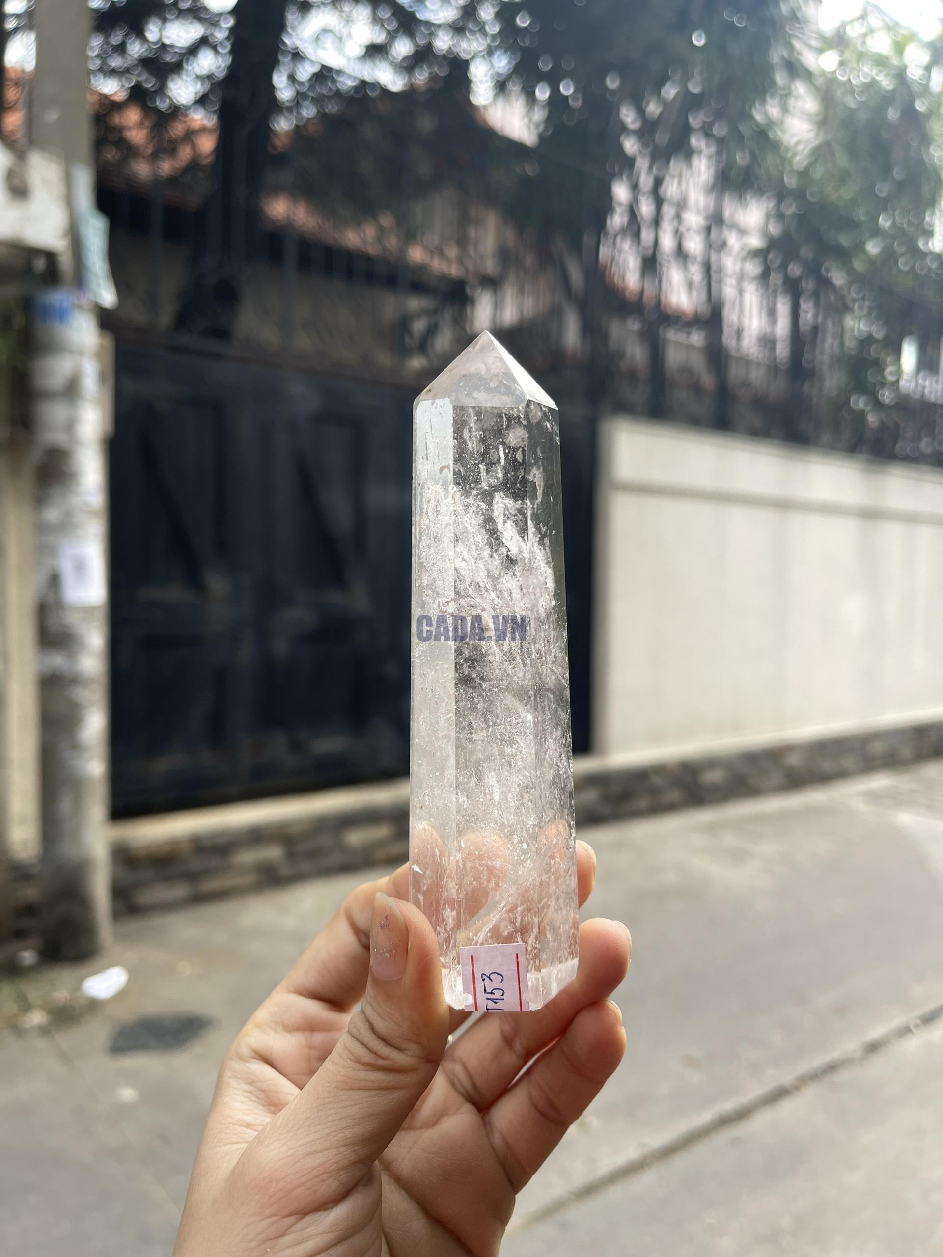 Trụ Thạch Anh Trắng trong – Clear Quartz Point, KT: 12.5×3.5 CM, KL: 0.19 KG (TTT153)