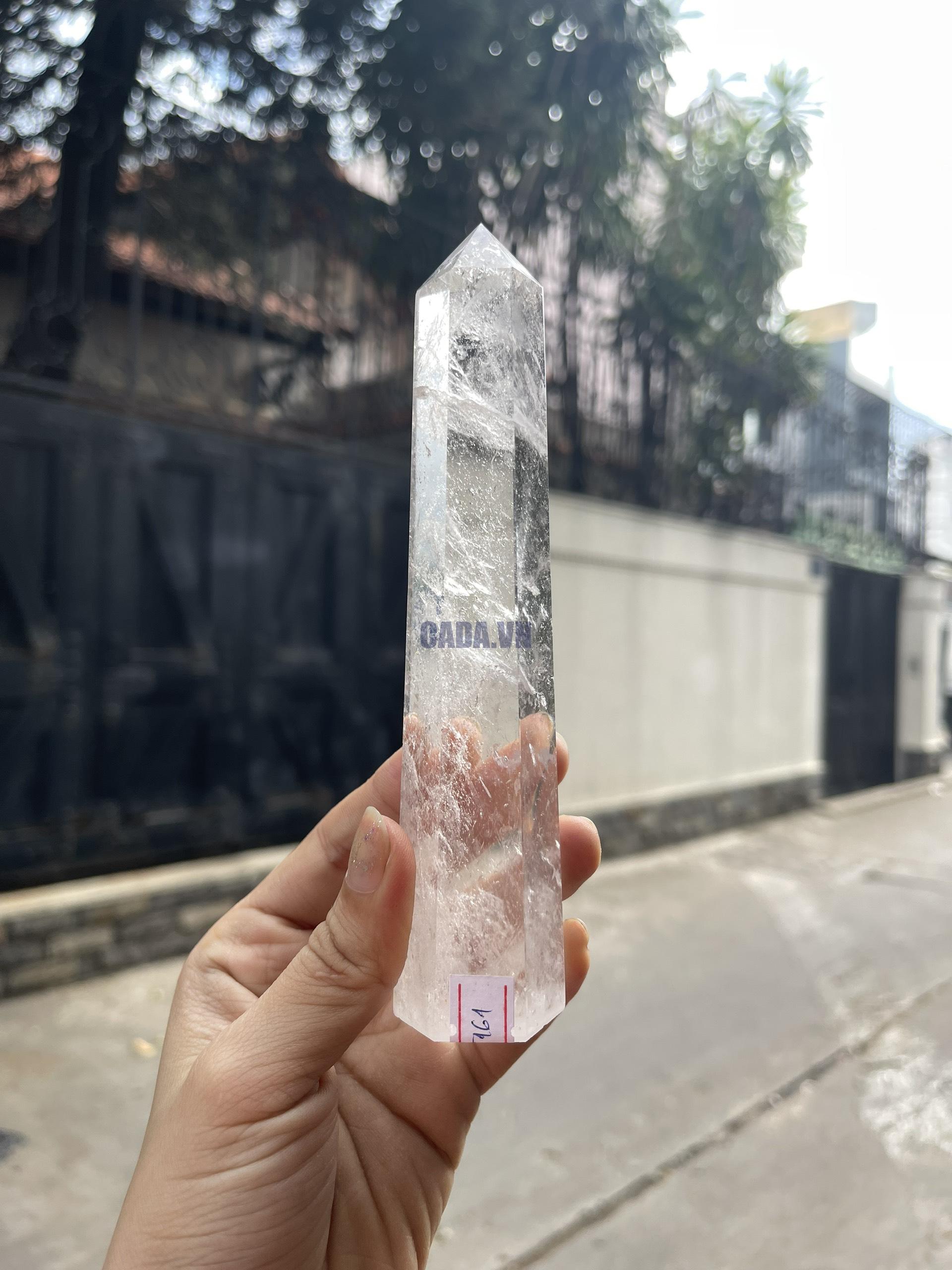 Trụ Thạch Anh Trắng trong – Clear Quartz Point, KT: 15.5×3 CM, KL: 0.23 KG (TTT161)