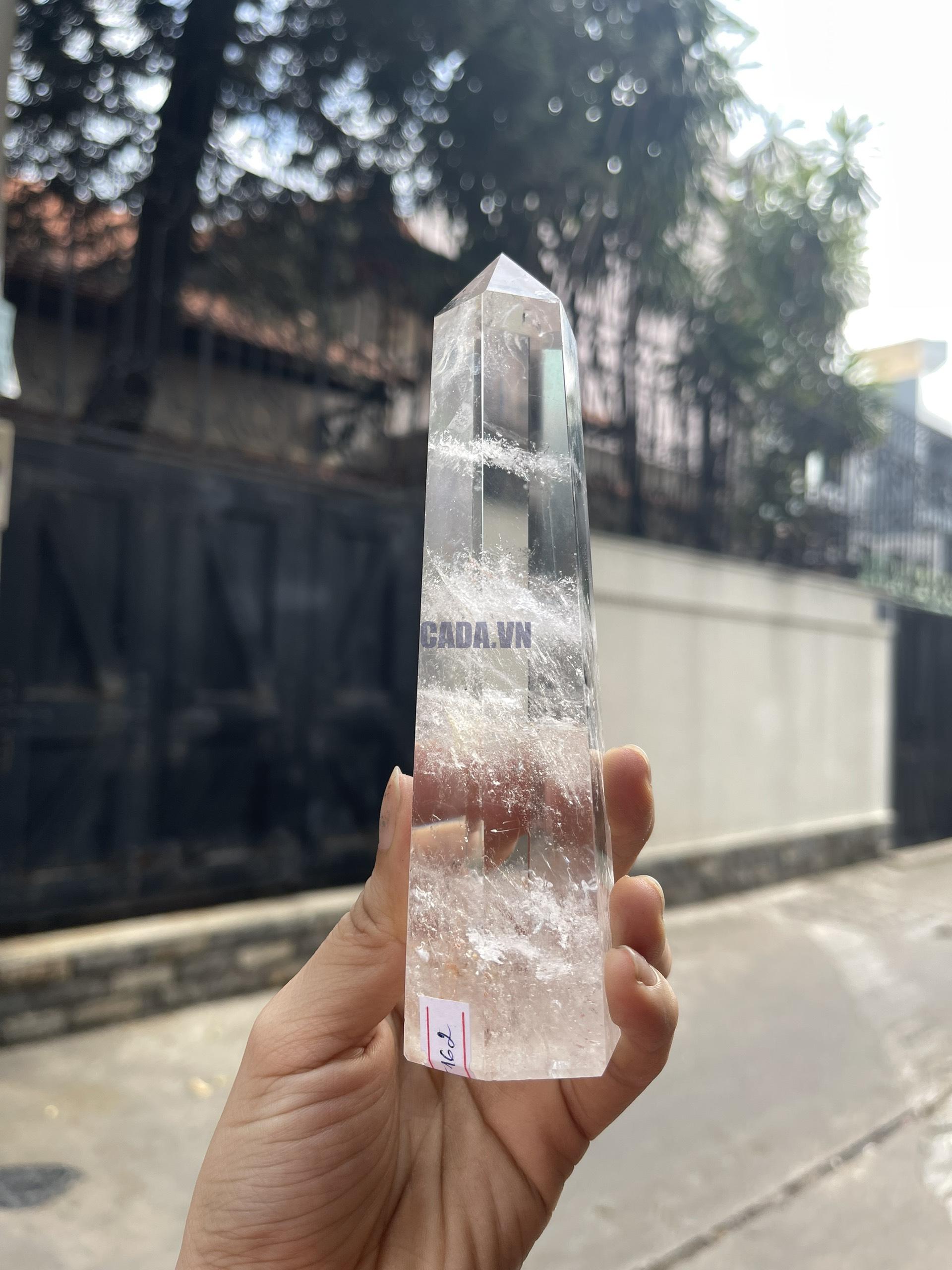 Trụ Thạch Anh Trắng trong – Clear Quartz Point, KT: 15.4×4 CM, KL: 0.32 KG (TTT162)