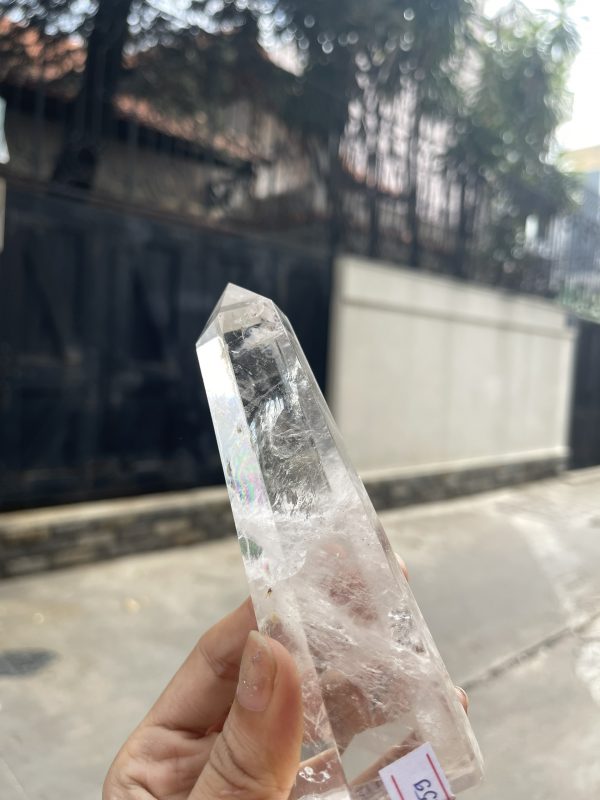 Trụ Thạch Anh Trắng trong – Clear Quartz Point, KT: 13.8×4.3 CM, KL: 0.285 KG (TTT159)