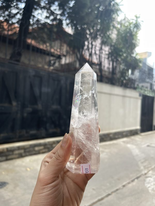 Trụ Thạch Anh Trắng trong – Clear Quartz Point, KT: 13.8×4.3 CM, KL: 0.285 KG (TTT159)