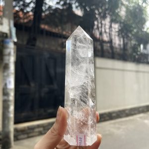 Trụ Thạch Anh Trắng trong – Clear Quartz Point, KT: 13.9×4 CM, KL: 0.27 KG (TTT144)
