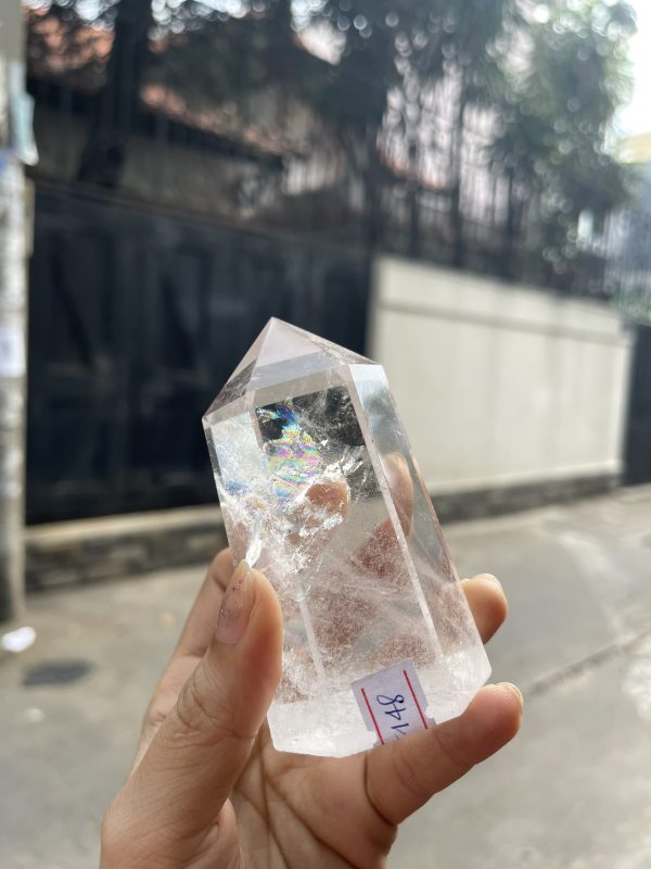 Trụ Thạch Anh Trắng trong – Clear Quartz Point, KT: 9.5×5 CM, KL: 0.275 KG (TTT148)