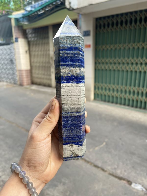 Trụ đá Thiên Thanh - Lapis Lazuli, KT: 19.5x4.5 CM, KL: 0.59 KG (TL09)