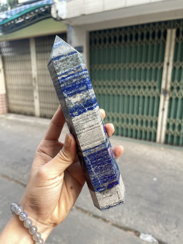 Trụ đá Thiên Thanh - Lapis Lazuli, KT: 19.5x4.5 CM, KL: 0.59 KG (TL09)