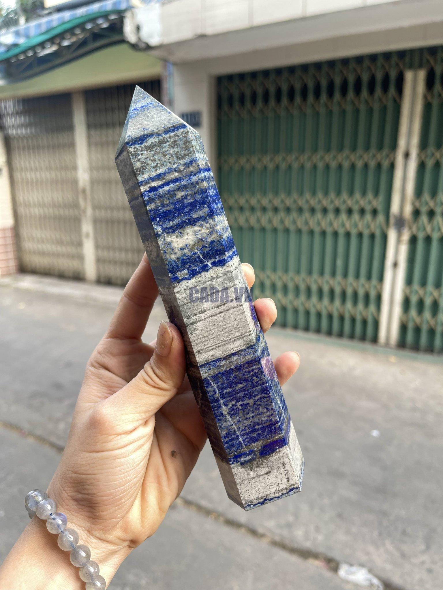 Trụ đá Thiên Thanh - Lapis Lazuli, KT: 19.5x4.5 CM, KL: 0.59 KG (TL09)