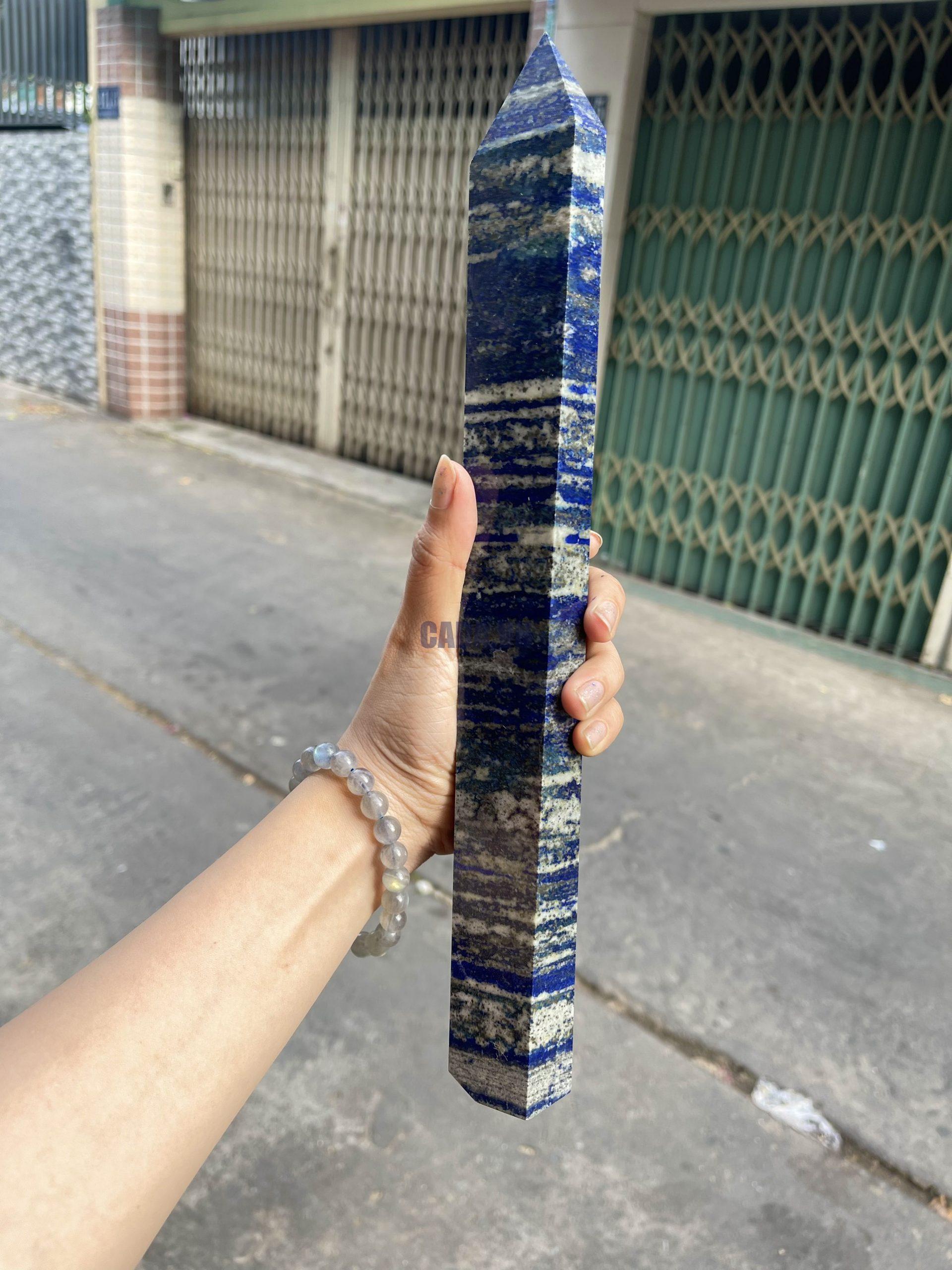 Trụ đá Thiên Thanh - Lapis Lazuli, KT: 32.5x5 CM, KL: 1.075 KG (TL10)