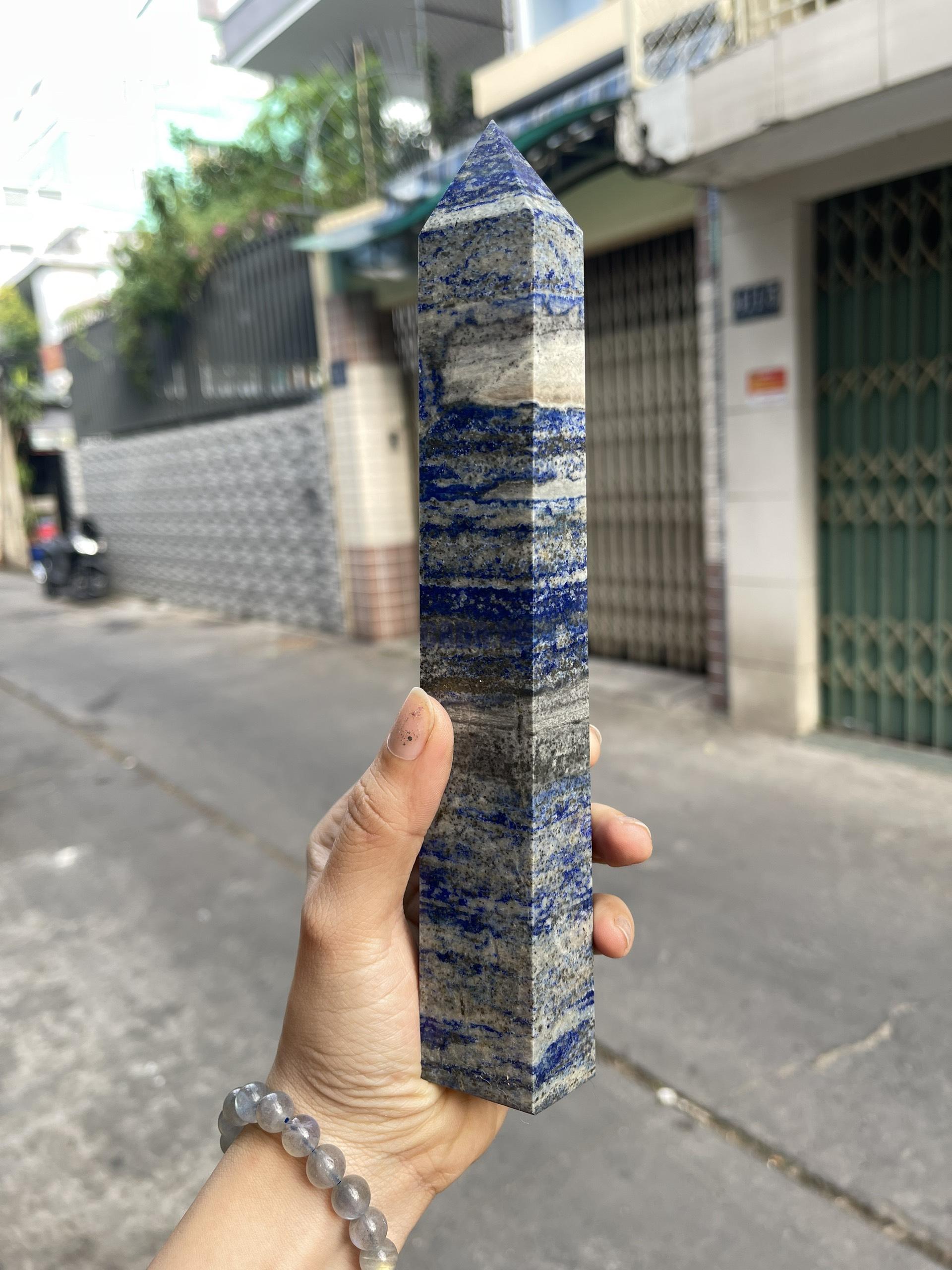 Trụ đá Thiên Thanh - Lapis Lazuli, KT: 22x4.5 CM, KL: 0.735 KG (TL11)