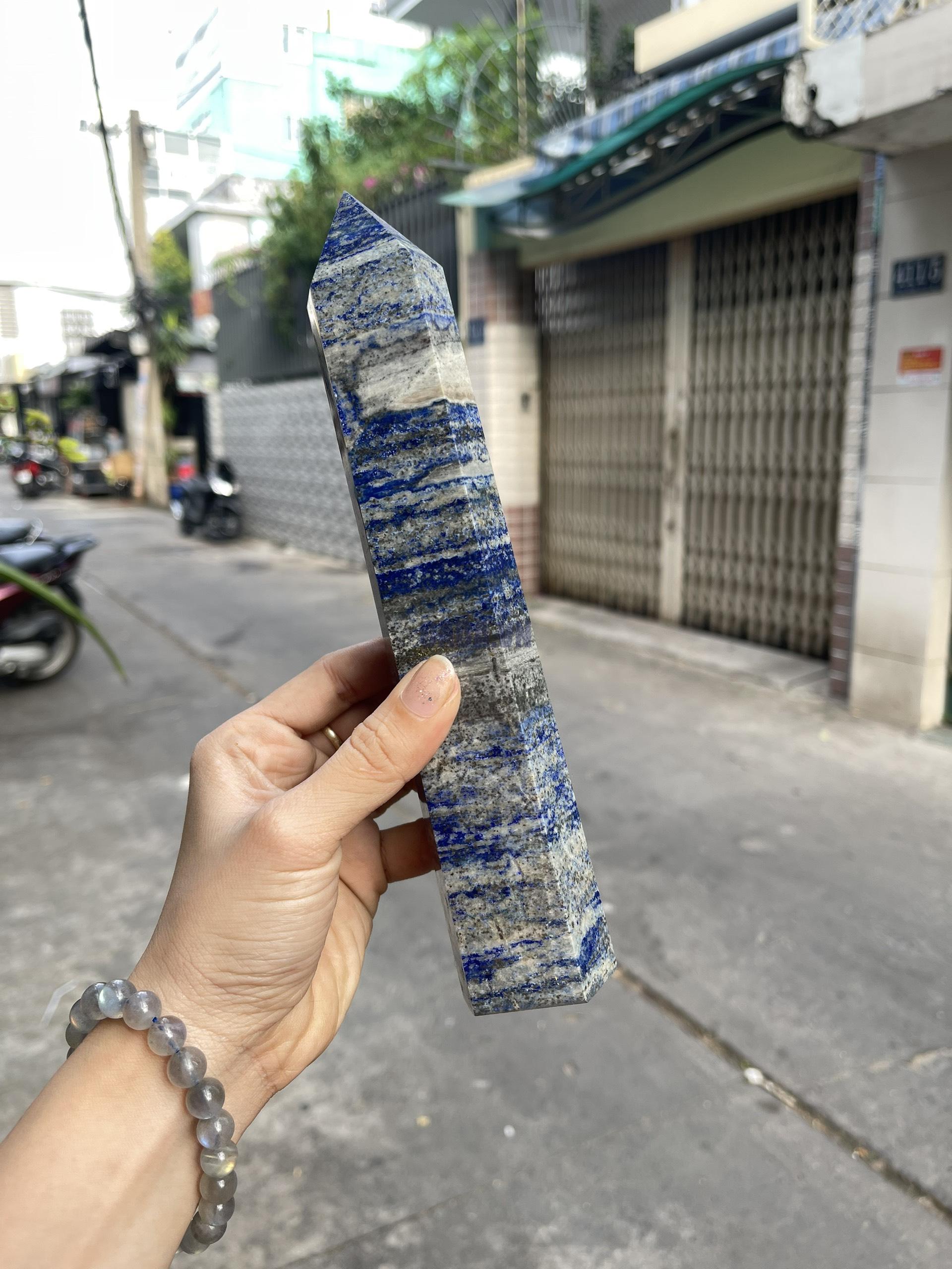 Trụ đá Thiên Thanh - Lapis Lazuli, KT: 22x4.5 CM, KL: 0.735 KG (TL11)