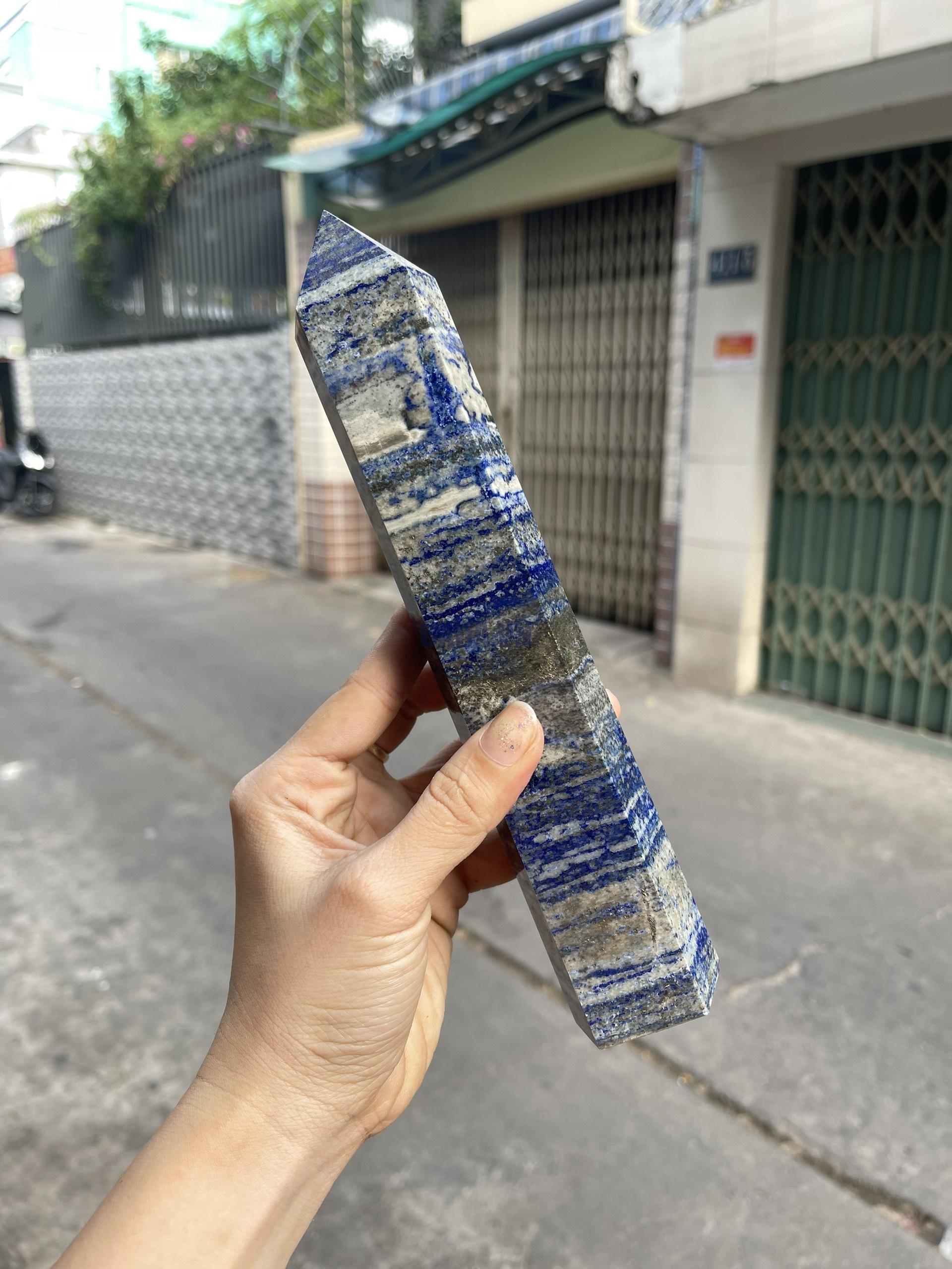 Trụ đá Thiên Thanh - Lapis Lazuli, KT: 22.5x4 CM, KL: 0.725 KG (TL12)