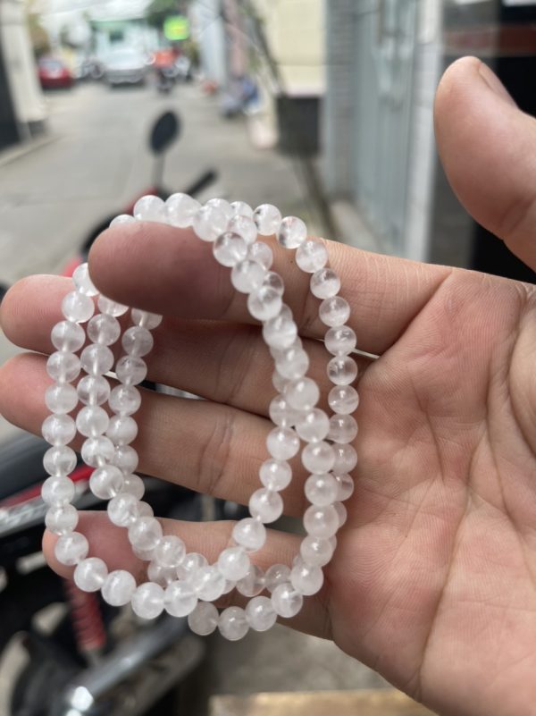Vòng tay Thạch Anh Trắng trong (Clear Quartz), hạt 6 mm - loại 3 vòng quấn