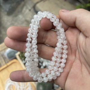 Vòng tay Thạch Anh Trắng trong (Clear Quartz), hạt 6 mm - loại 3 vòng quấn