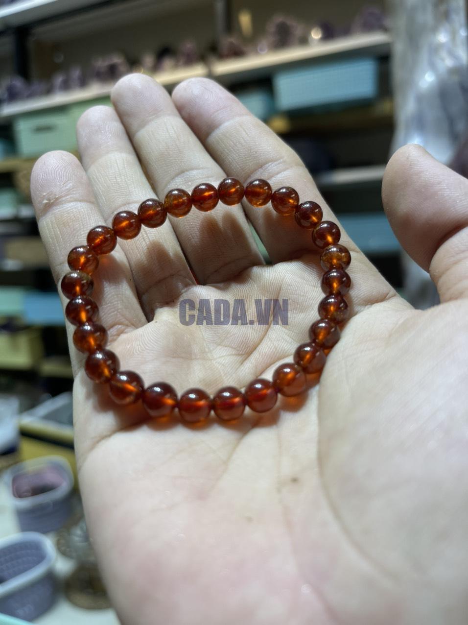 Vòng tay đá Ngọc Hồng Lựu (Garnet) trong , hạt 7 mm – loại vòng đơn