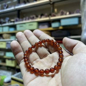 Vòng tay đá Ngọc Hồng Lựu (Garnet) trong , hạt 7 mm – loại vòng đơn