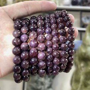 Vòng tay đá Ngọc Hồng Lựu (Garnet) sao nét 4 và 6 cánh, size 8-11mm – loại vòng đơn