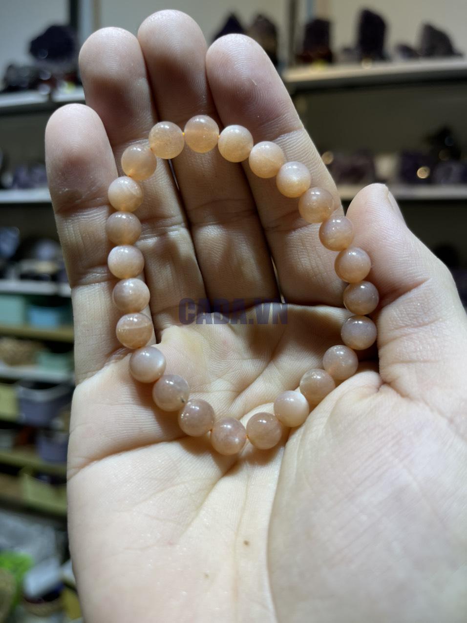 Vòng tay đá mặt trời (Sunstone), hạt 8mm – loại vòng đơn