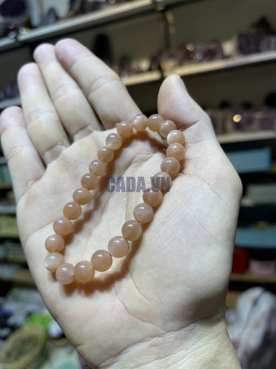 Vòng tay đá mặt trời (Sunstone), hạt 8mm – loại vòng đơn