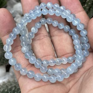 Vòng tay đá Aquamarine (Ngọc Xanh Biển), hạt 5.8-6mm – loại 3 vòng quấn