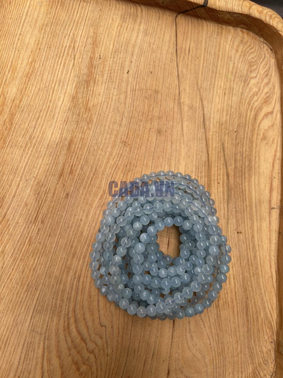 Vòng tay đá Aquamarine (Ngọc Xanh Biển), hạt 5.8-6mm – loại 3 vòng quấn