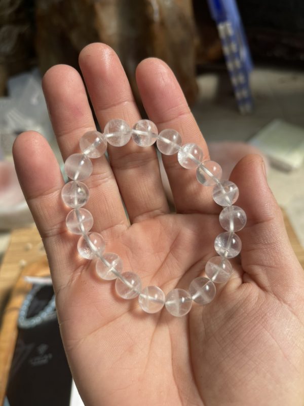 Vòng tay Thạch Anh Trắng trong (Clear Quartz), hạt 8-10mm - loại vòng đơn