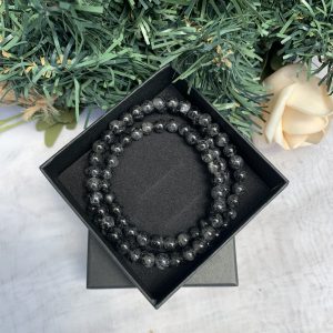 Vòng tay đá Thạch Anh Tóc đen (Black Rutilated Quartz), hạt 6mm – loại 3 vòng quấn