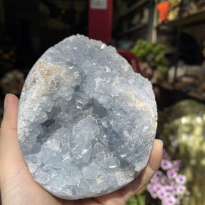 ĐÁ TINH THỂ CELESTINE, KL: 1.78 KG, KT: 13×9.5 CM (CLT12)