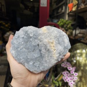 ĐÁ TINH THỂ CELESTINE, KL: 1.29 KG, KT: 10×12.5 CM (CLT13)