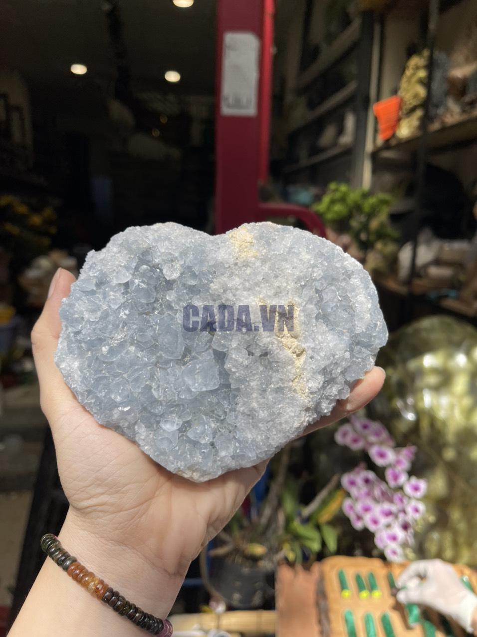ĐÁ TINH THỂ CELESTINE, KL: 1.29 KG, KT: 10×12.5 CM (CLT13)