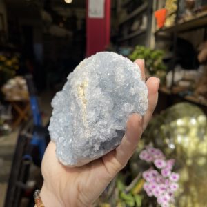 ĐÁ TINH THỂ CELESTINE, KL: 1.29 KG, KT: 10×12.5 CM (CLT13)
