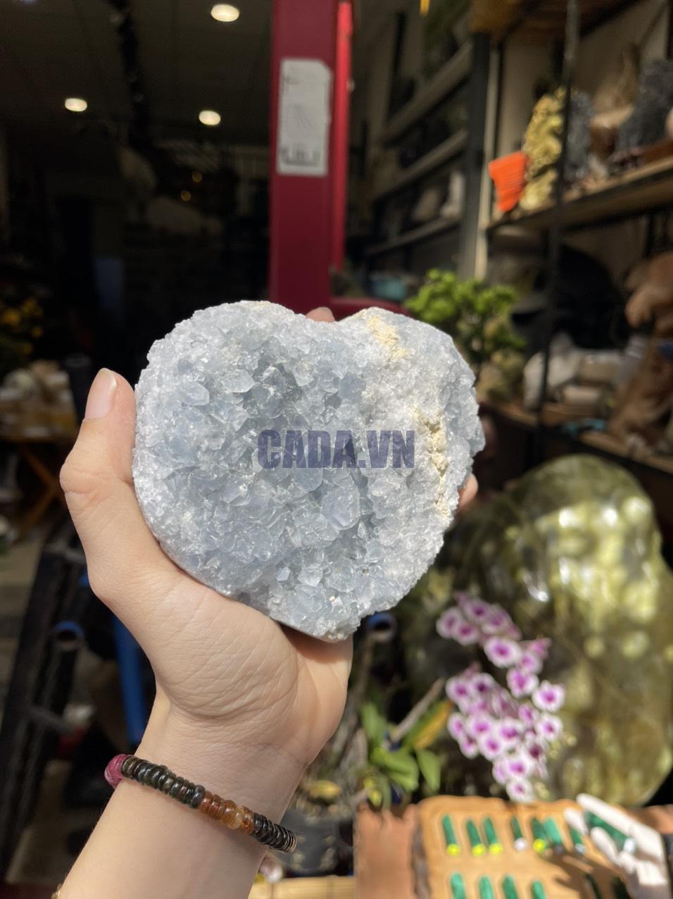 ĐÁ TINH THỂ CELESTINE, KL: 1.29 KG, KT: 10×12.5 CM (CLT13)