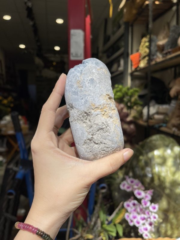 ĐÁ TINH THỂ CELESTINE, KL: 0.86 KG, KT: 12×5.5 CM (CLT14)