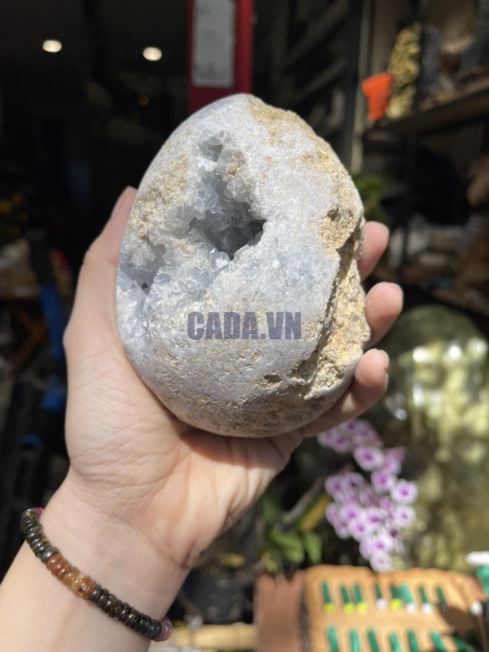 ĐÁ TINH THỂ CELESTINE, KL: 1.115 KG, KT: 11×9.5 CM (CLT16)