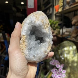 ĐÁ TINH THỂ CELESTINE, KL: 1.115 KG, KT: 11×9.5 CM (CLT16)