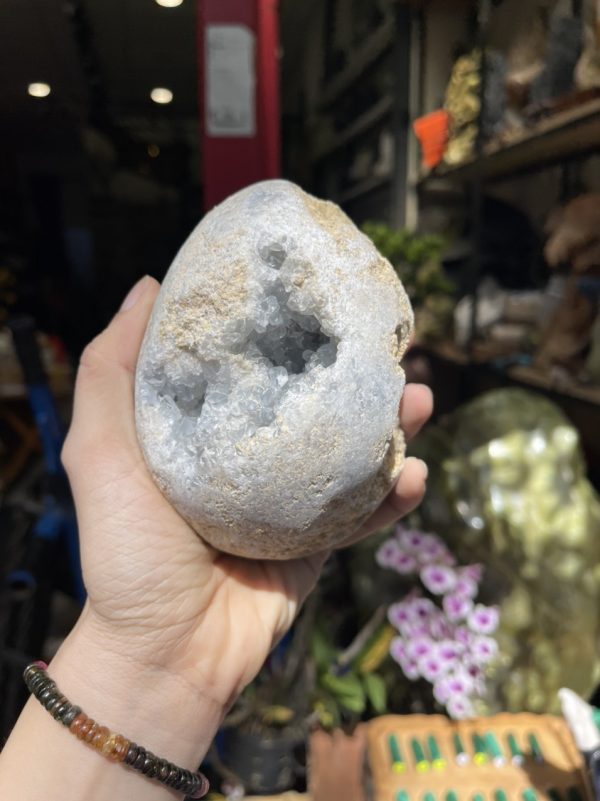 ĐÁ TINH THỂ CELESTINE, KL: 1.115 KG, KT: 11×9.5 CM (CLT16)