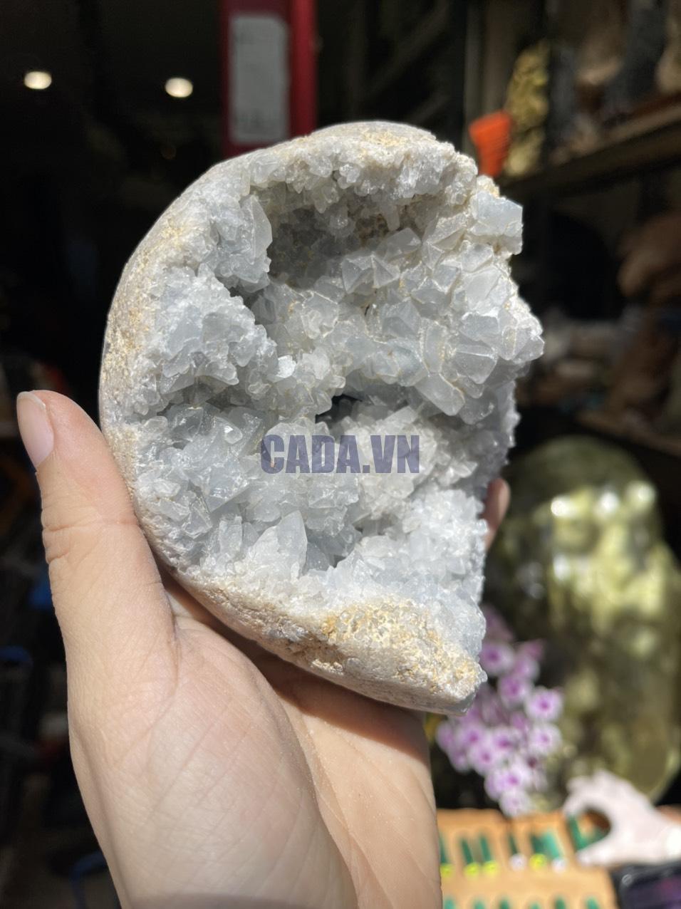 ĐÁ TINH THỂ CELESTINE, KL: 1.05 KG, KT: 10×11 CM (CLT17)