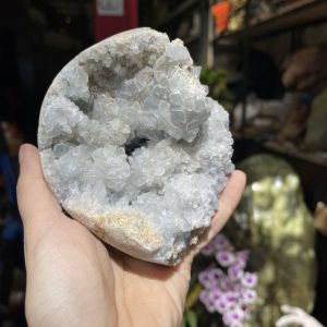 ĐÁ TINH THỂ CELESTINE, KL: 1.05 KG, KT: 10×11 CM (CLT17)