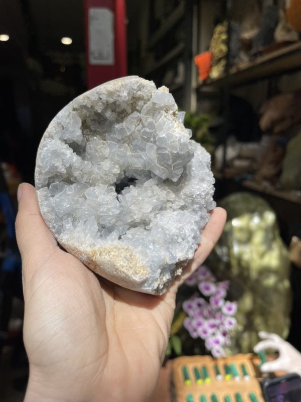 ĐÁ TINH THỂ CELESTINE, KL: 1.05 KG, KT: 10×11 CM (CLT17)