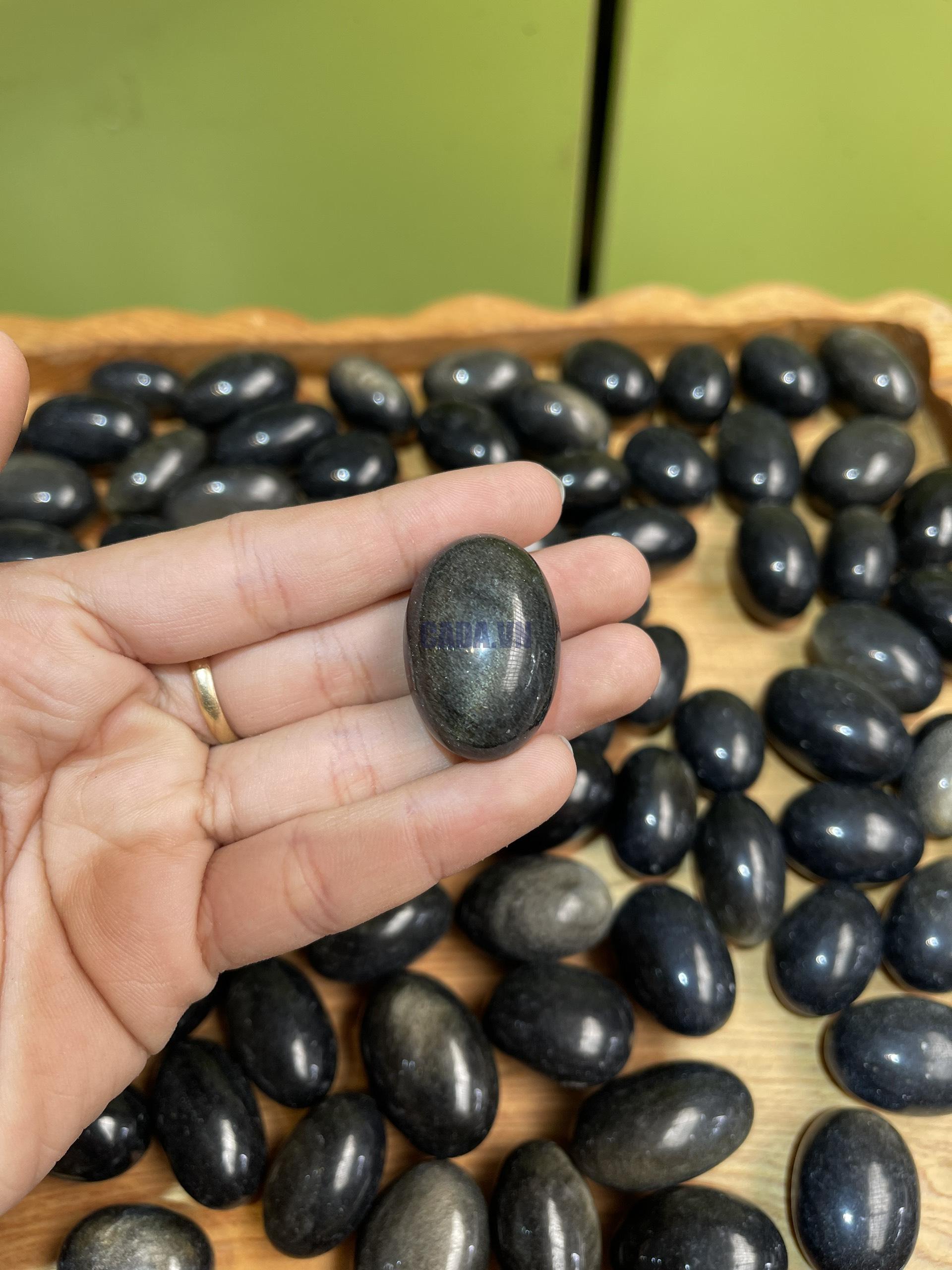 Gold Sheen Obsidian Tumbled - Đá Obsidian ánh vàng dạng sỏi