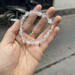 Vòng thạch anh trắng có cầu vồng - CRAKED QUARTZ, hạt 8-9 mm