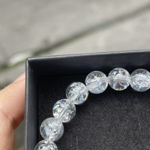 Vòng thạch anh trắng có cầu vồng - CRAKED QUARTZ, hạt 8-9 mm