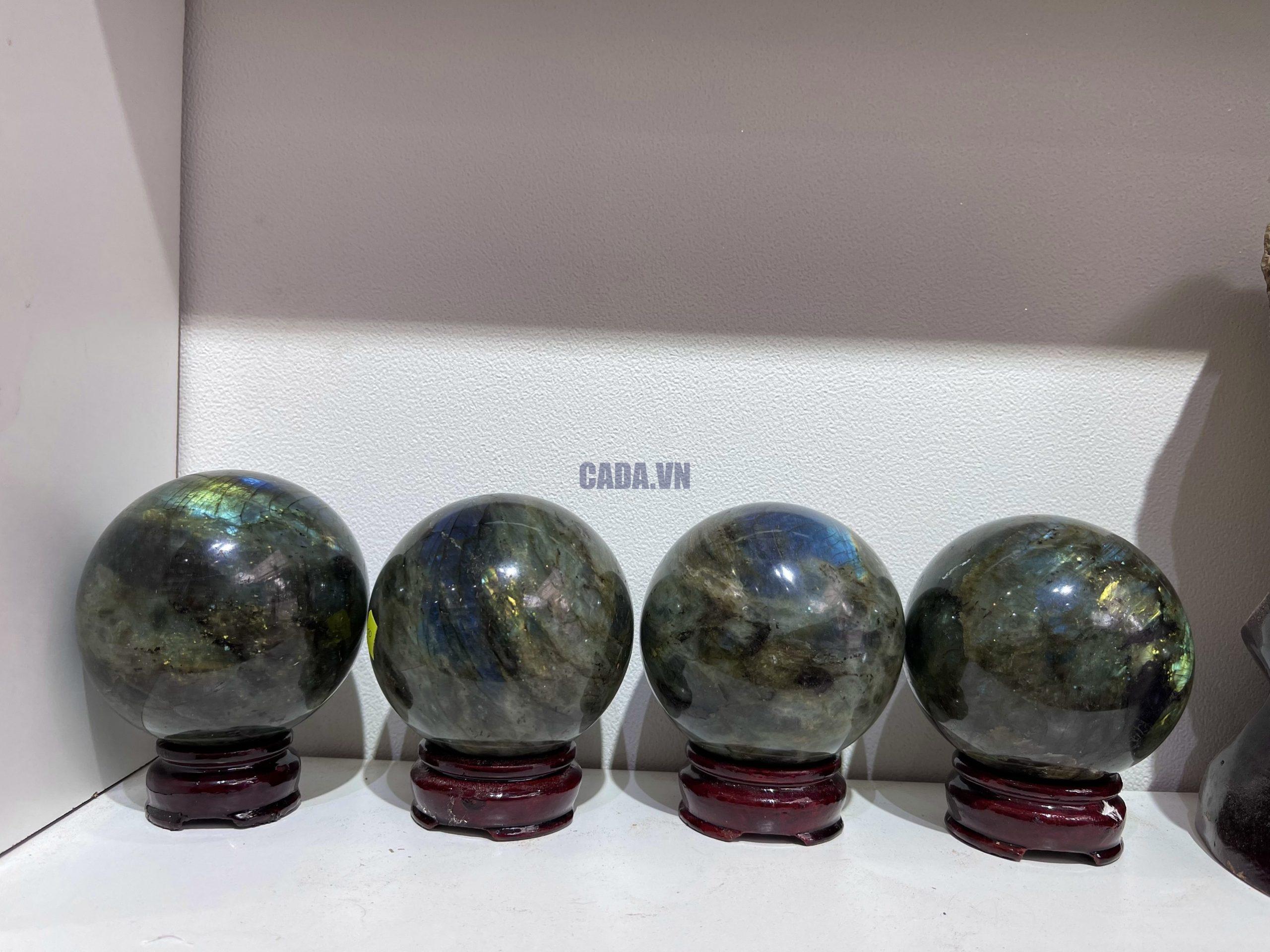 Bi cầu đá Xà Cừ - Labradorite Sphere - ĐKTB 8.5 CM