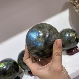 Bi cầu đá Xà Cừ - Labradorite Sphere - ĐKTB 8.5 CM