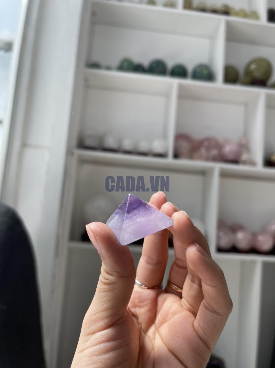 Kim tự tháp Fluorite tím mini - Purple Fluorite Pyramid - size 3 cm