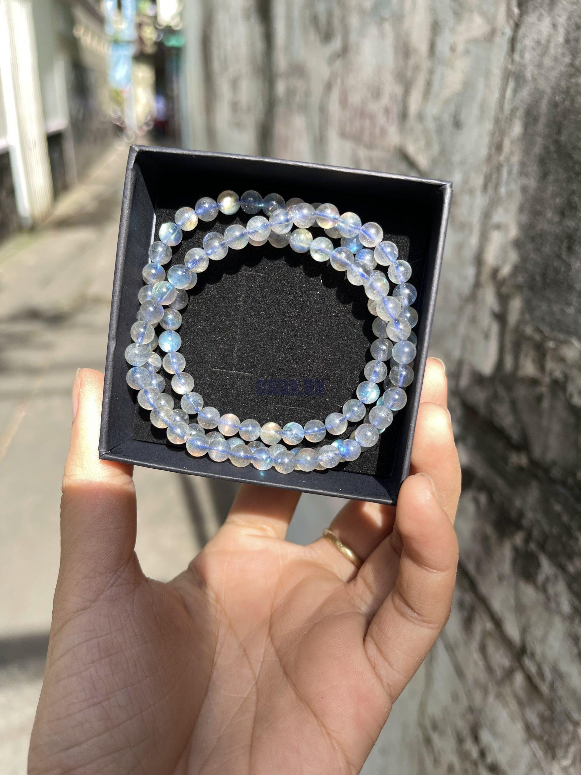 Vòng tay đá Xà Cừ - Labradorite - size 6mm, 3 Vòng quấn | Vòng tay phong thủy