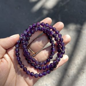 Vòng tay Thạch Anh Tím - Amethyst - size 6mm, 3 Vòng quấn