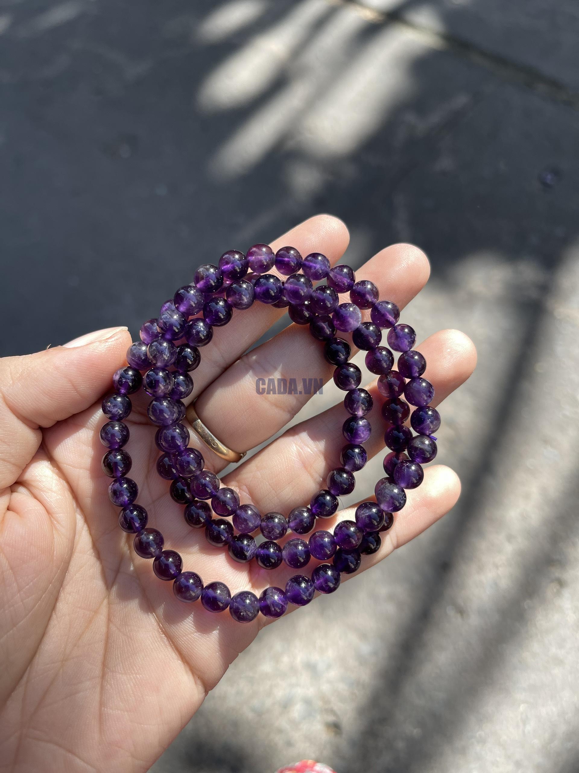 Vòng tay Thạch Anh Tím - Amethyst - size 6mm, 3 Vòng quấn