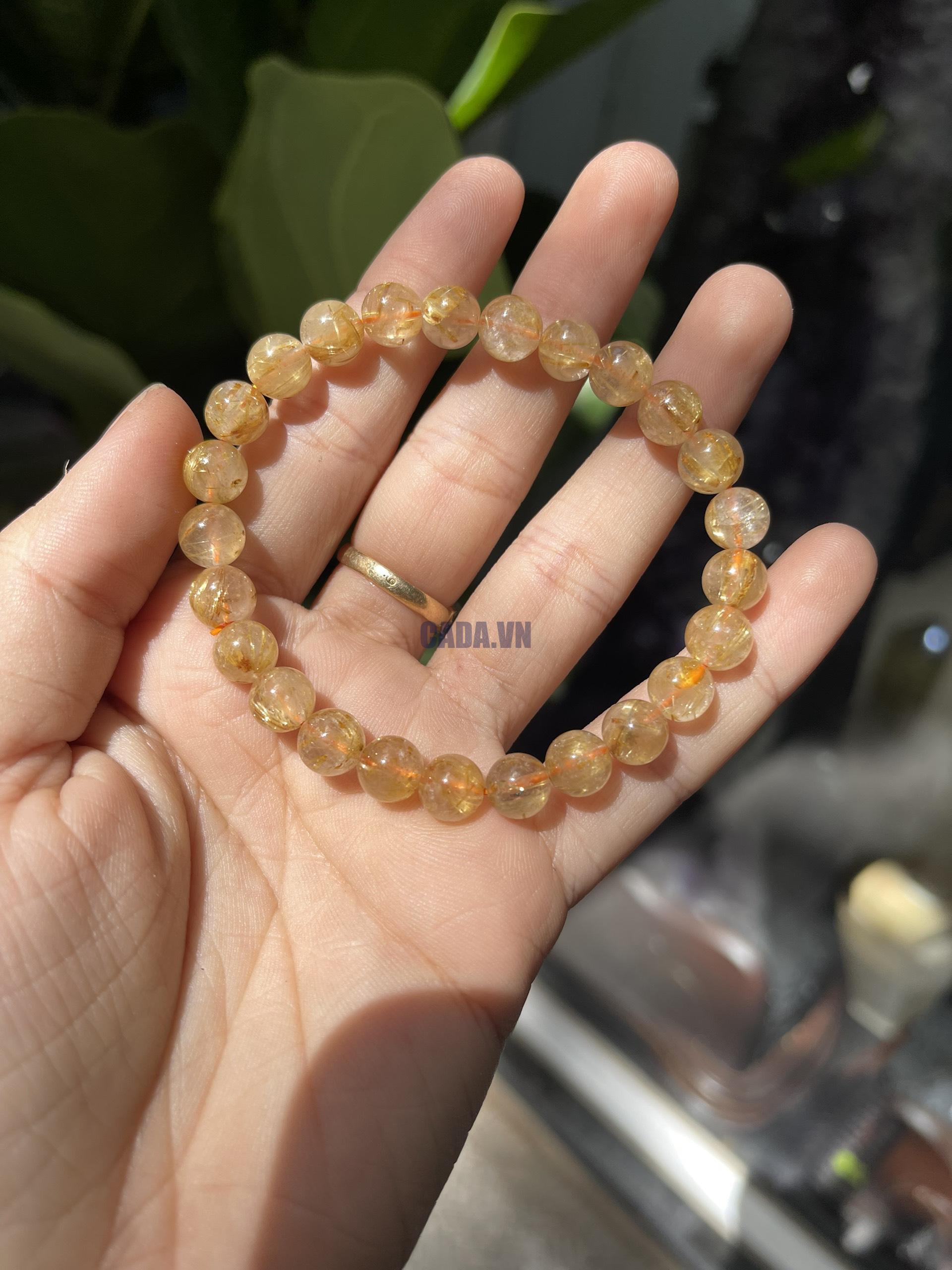 Vòng tay Thạch Anh Tóc Vàng - Golden Rutilated Quartz - size 8mm, vòng đơn