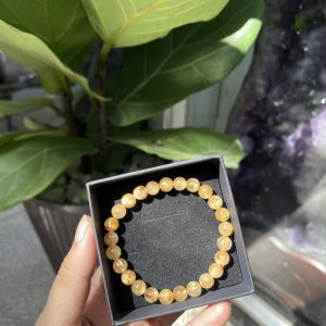 Vòng tay Thạch Anh Tóc Vàng - Golden Rutilated Quartz - size 8mm, vòng đơn