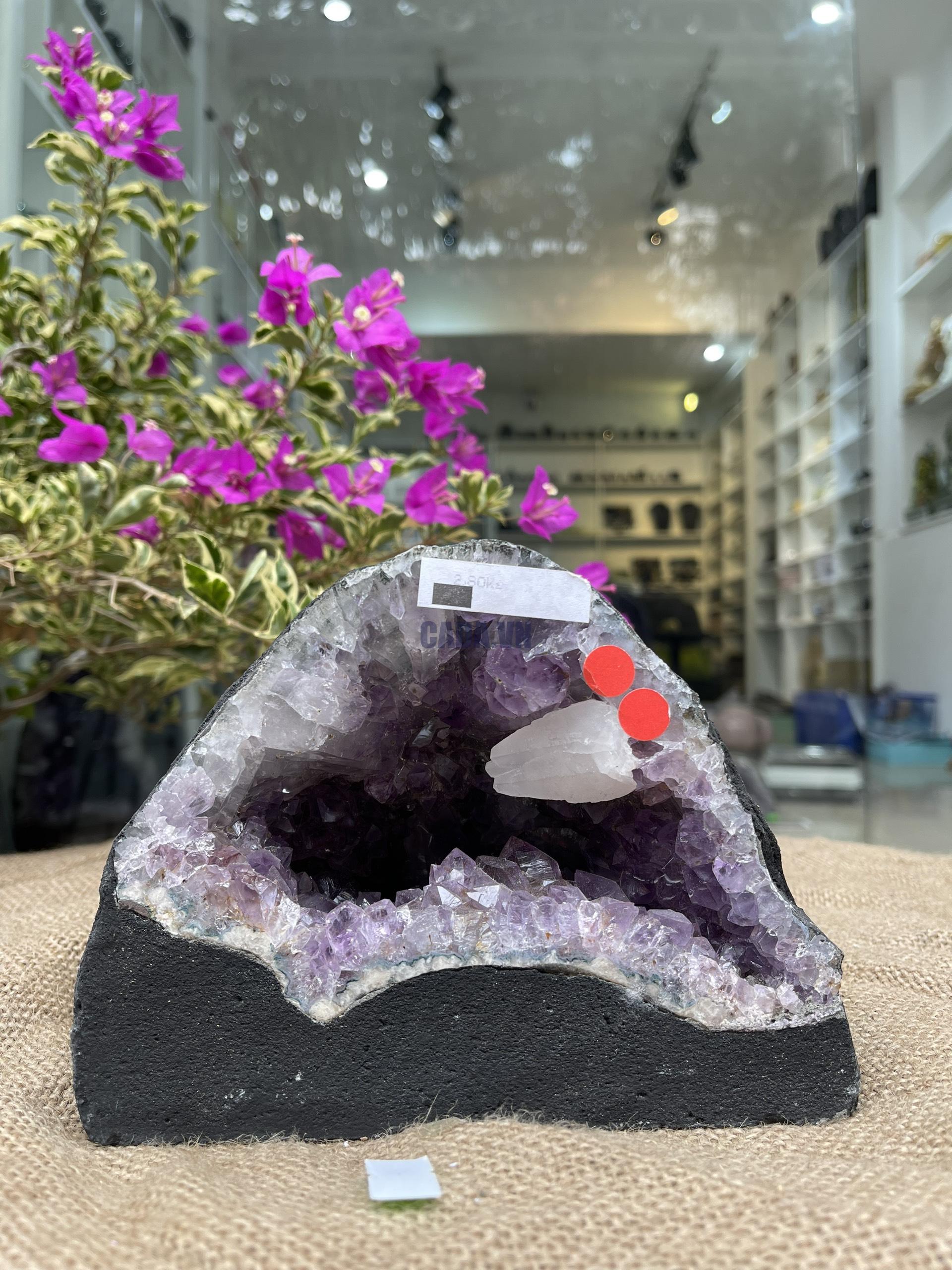 Hốc Thạch Anh Tím - Amethyst Geode (T94), KT: 13.5x17.5CM, KL: 2.8KG